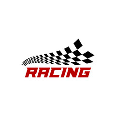 Naklejka premium Race flag logo icon, Racing logo concept, modern simple design illustration vector template, Creative design