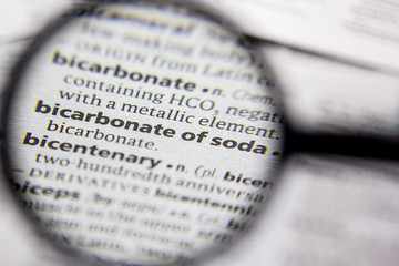 Fototapeta premium Word or phrase Bicarbonate of soda in a dictionary.