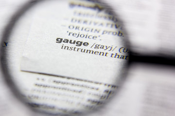 Word or phrase Gauge in a dictionary.