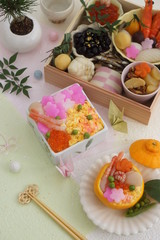 おせち料理と花ちらしずし・みかんずし