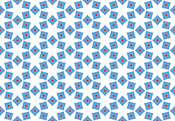 Seamless geometric pattern design illustration. Background texture. In blue, red, white colors.