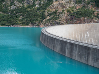 Dam of the Lago di Place Moulin Bionaz Valley  in Valle d`Aosta Italy