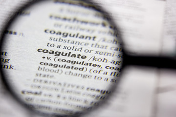 Word or phrase Coagulate in a dictionary.