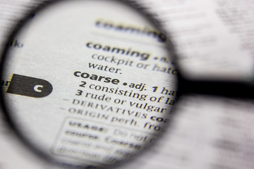 Word or phrase Coarse in a dictionary.