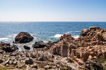 Scenic view of sea against clear sky