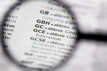 Word or phrase GC abbreviation in a dictionary.