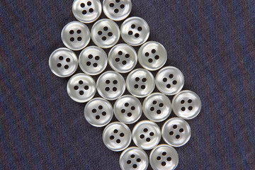 mother of pearl buttons in blue denim
