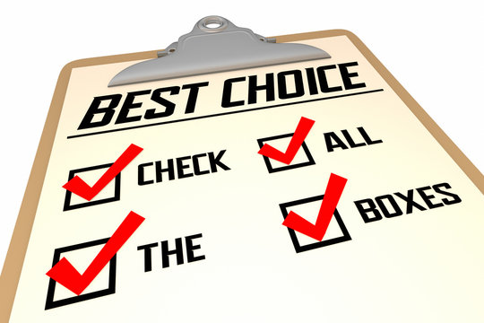 Best Choice Check All the Boxes Checklist Choose Wisely 3d Illustration