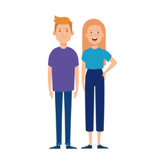 young couple avatar character icons vector illustration design