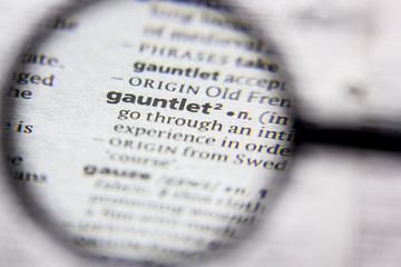 Word or phrase Gauntlet in a dictionary.