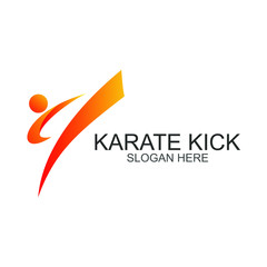 Karate Kick Abstract Logo Design © Dzikr Studio