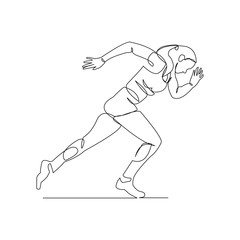 continuous line drawing of female running atlhete. Vector illustration