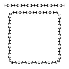 Vector Rounded Corner Square Black Frame, Isolated On White