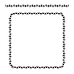 Vector Rounded Corner Square Black Frame, Isolated On White