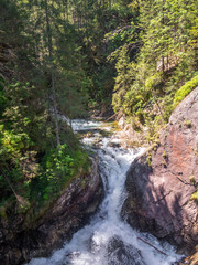 Waterfall Wodogrzmoty Mickiewicza in High Tatras in summer