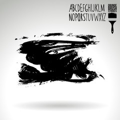 Black brush stroke and texture. Grunge vector abstract hand - painted element. Underline and border design.