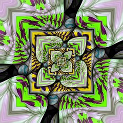 Naklejka premium 3D rendering of computer generated fractal ornament artwork