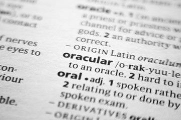 Word or phrase Oracular in a dictionary.