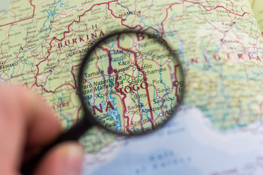 Togo on the map of the world.