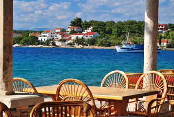 Sea resort table seatings on coast vacation