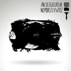 Black brush stroke and texture. Grunge vector abstract hand - painted element. Underline and border design.