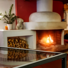 desk of free space for your decoration and fireplace 