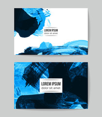 Set of vector business card templates with brush stroke background.