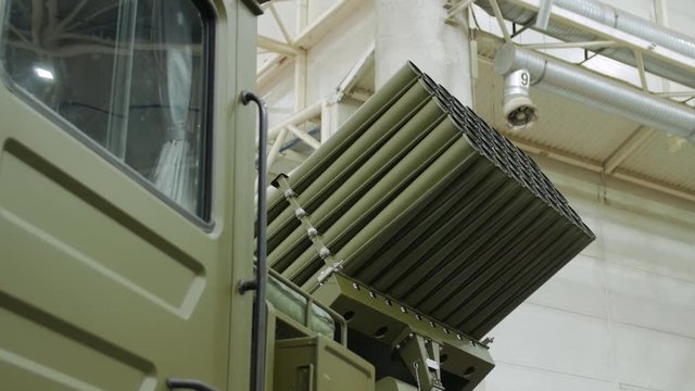 Military rocket launcher new mobile weapon car truck green camouflage