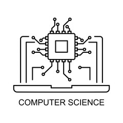 Computer science icon. Outline thin line flat illustration. Isolated on white background. 