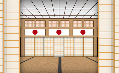 indoor dojo room in japan	