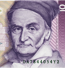 Carl Friedrich Gauss on 10 Deutsche Mark (1991). Great mathematician.
