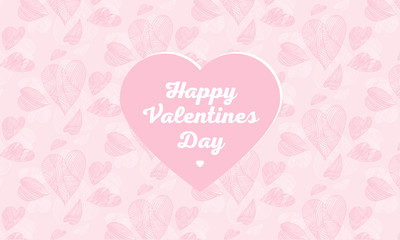 Valentine's day, pattern of hearts drawn by hands in pink colors.