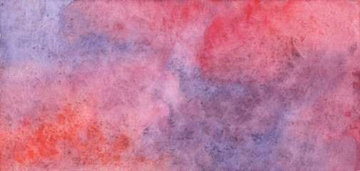 Purple-red-orange grunge background in watercolor 