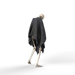 3D Illustration of a Sad skeleton on a white background - 314675300