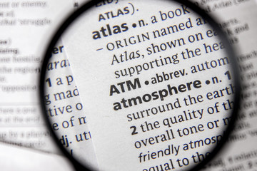 The word or phrase ATM in a dictionary.