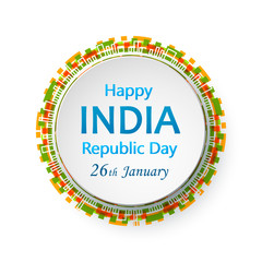 Happy Republic day of India celebration 26 january. Vector illustration on white background