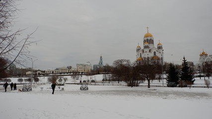 church in winter Yekaterinburg Russia