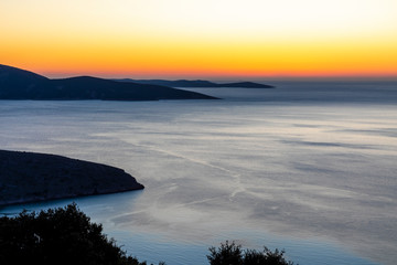Fototapeta premium sunset seen from village ustrine on the island cres, croatia