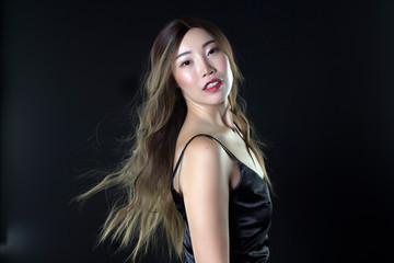 Naklejka premium young Chinese model white different looks