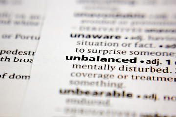 Word or phrase unbalanced in a dictionary.