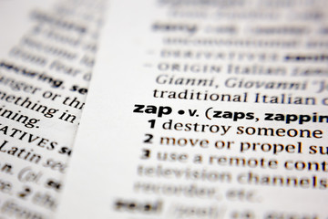 Word or phrase zap in a dictionary.