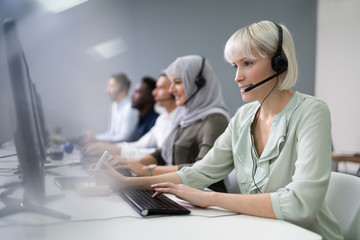 Female Customer Services Agent In Call Center