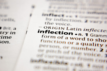 Word or phrase inflection in a dictionary.