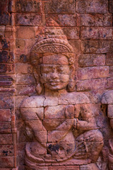 Sculpture of Hindu gods on the wall of Angkor Wat, Cambodia