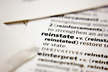 Fototapeta premium Word or phrase reinstate in a dictionary.