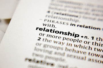Word or phrase relationship in a dictionary.