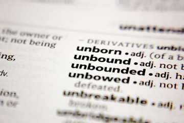 Word or phrase unbound in a dictionary.