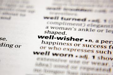 Word or phrase well-wisher in a dictionary.