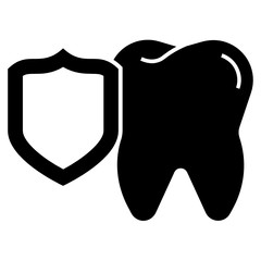 Teeth Protection Concept, Dental Insurance Policy Vector Color Line Solid Icon Sign Design Concept