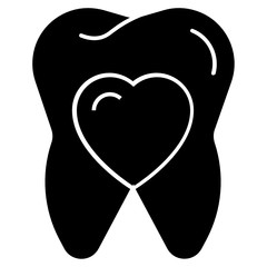 Perfect Teeth Solid Concept, Dental Lover Vector Icon design, Tooth and Heart Inside on white background